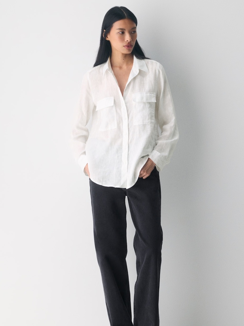 Aritzia Babaton Utility Linen Shirt 100% Linen White Size XL